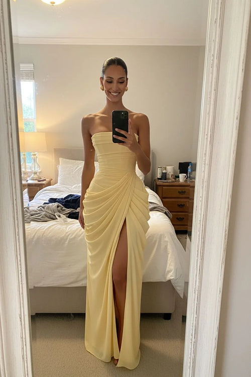 Le Dhalia — Robe De Soirée Drapée Sans Bretelles — photo d'un client 1